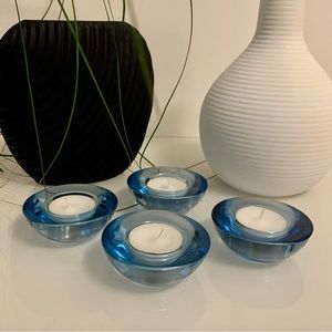 4 Glass Tealight Candle Holders